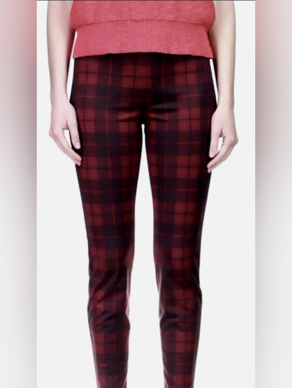 Bnwt Sanctuary Runway Ponte Red Plaid Pull On Pants.